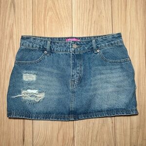 Edikted Distressed Denim Mini Skirt